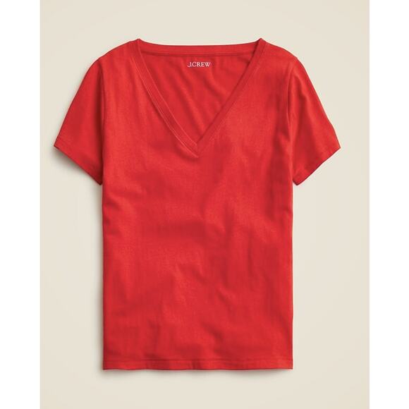 J.Crew Vintage Jersey Classic V-Neck Tee WMNS XS Red Short Sleeve Pullover BY361 - Picture 1 of 7